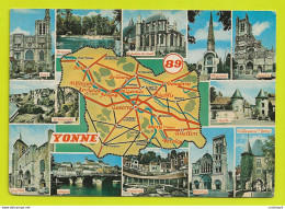 89 Le Département De L'YONNE Multivues N°989 Tonnerre Chablis Auxerre Joigny Sens Migennes Brienon Avallon VOIR DOS - Tonnerre