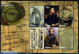 Palau 2009 Charles Darwin 6v M/s, Mint NH, History - Science - Transport - Explorers - Weights & Measures - Ships And .. - Erforscher