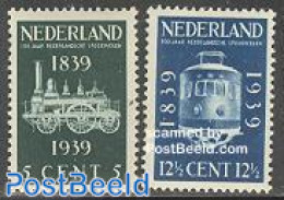 Netherlands 1939 Railways Centenary 2v, Unused (hinged), Transport - Railways - Hobby & Collectables Store - Hobbyprof.. - Nuevos