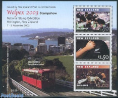 New Zealand 2003 Welpex, Rugby S/s, Mint NH, Sport - Transport - Rugby - Sport (other And Mixed) - Philately - Railways - Ongebruikt