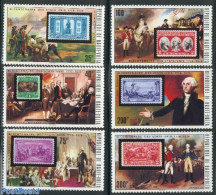 Upper Volta 1975 US Bicentenary 6v, Mint NH, History - US Bicentenary - Stamps On Stamps - Postzegels Op Postzegels