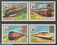 Upper Volta 1979 Sir Rowland Hill 4v, Mint NH, Transport - Sir Rowland Hill - Stamps On Stamps - Railways - Rowland Hill