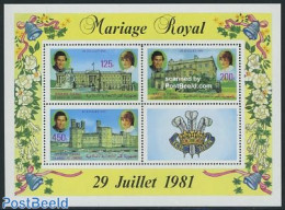 Comoros 1981 Charles & Diana Wedding S/s, Mint NH, History - Charles & Diana - Kings & Queens (Royalty) - Art - Castle.. - Familles Royales