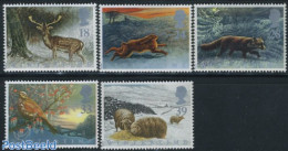 Great Britain 1992 Winter, Animals 5v, Mint NH, Nature - Animals (others & Mixed) - Birds - Cattle - Deer - Rabbits / .. - Altri & Non Classificati