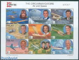 Palau 1996 Capex 96 9v M/s (9x60c), Mint NH, History - Transport - Explorers - Helicopters - Ships And Boats - Space E.. - Explorateurs