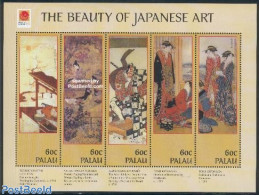 Palau 2001 Japanese Art 5v M/s, Torii Ky, Mint NH, Art - East Asian Art - Paintings - Sonstige & Ohne Zuordnung