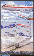 Palau 2003 100 Years Aviation 6v M/s /Fokker 70, Mint NH, Transport - Fokker Airplanes - Aircraft & Aviation - Avions