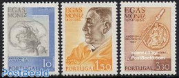 Portugal 1974 E. Moniz 3v, Mint NH, Health - History - Health - Nobel Prize Winners - Neufs