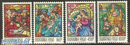 Burkina Faso 1988 Christmas 4v, Mint NH, Religion - Christmas - Art - Stained Glass And Windows - Kerstmis