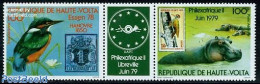 Upper Volta 1978 Philexafrique 2v+tab [:T:], Mint NH, Nature - Animals (others & Mixed) - Birds - Hippopotamus - Stamp.. - Timbres Sur Timbres