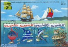 New Zealand 1999 Australia 99 S/s, Fish, Mint NH, Nature - Transport - Fish - Philately - Ships And Boats - Ungebraucht