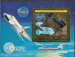 Central Africa 1980 Space Shuttle S/s, Gold, Mint NH, Transport - Space Exploration - Centraal-Afrikaanse Republiek