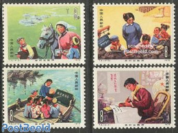 China People’s Republic 1975 Country Teachers 4v, Mint NH, Nature - Science - Transport - Horses - Education - Ships.. - Unused Stamps
