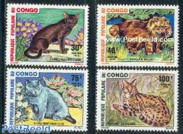 Congo Republic 1974 Cats 4v, Mint NH, Nature - Cats - Otros & Sin Clasificación