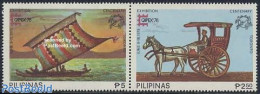 Philippines 1978 Capex 2v, Mint NH, Transport - Philately - Coaches - Ships And Boats - Postkoetsen