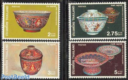 Thailand 1980 Bencharong Ceramics 4v, Mint NH, Art - Art & Antique Objects - Ceramics - Porcelaine