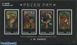 Palau 2012 Peter Pan, J.M. Barrie 4v M/s, Mint NH, Children's Books Illustrations - Fairytales - Contes, Fables & Légendes