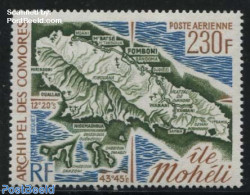 Comoros 1975 Moheli Map 1v, Mint NH, Various - Maps - Geographie