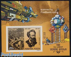Hungary 1978 Jules Verne S/s Imperforated, Mint NH, Transport - Space Exploration - Art - Authors - Science Fiction - Ongebruikt