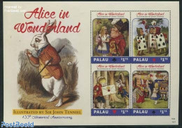Palau 2014 Alice In Wonderland 4v M/s, Mint NH, Sport - Playing Cards - Art - Children's Books Illustrations - Other & Unclassified