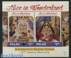 Palau 2014 Alice In Wonderland S/s, Mint NH, Sport - Playing Cards - Art - Children's Books Illustrations - Autres & Non Classés