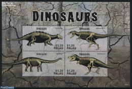 Palau 2014 Dinosaurs 4v M/s, Mint NH, Nature - Prehistoric Animals - Préhistoriques