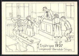 Künstler-AK Singen, Einjähriges 1937, Langemarck-Oberschule-Singen  - Autres & Non Classés