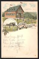 Vorläufer-Lithographie Feldberg / Taunus, 1895, Gasthaus Sturm, Brunhildisfelsen  - Taunus