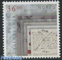 Norway 2017 National Archives 1v, Mint NH, Art - Handwriting And Autographs - Libraries - Nuovi