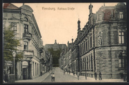 AK Flensburg, Rathausstrasse Und Bahnhotel  - Flensburg