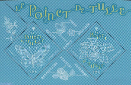 France 2017 Le Poinct De Tulle S/s, Mint NH, Nature - Various - Butterflies - Roses - Textiles - Unused Stamps