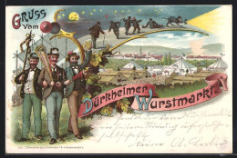 Lithographie Dürkheim, Dürkheimer Wurstmarkt, Feiernde Auf Dem Festgelände  - Autres & Non Classés