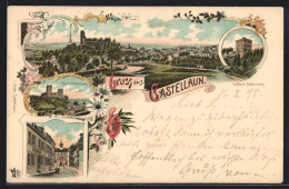 Lithographie Castellaun, Burg, Strassenpartie, Schloss Balduinseck, Gesamtansicht  - Sonstige & Ohne Zuordnung