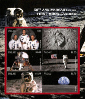 Palau 2018 Moonlanding 50th Anniversary 6v M/s, Mint NH, Transport - Space Exploration - Other & Unclassified