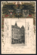 Passepartout-Lithographie Köln-Neustadt, Café Borussia, Wappen  - Autres & Non Classés