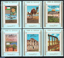 Umm Al-Quwain 1972 Jordan 6 S/s, Mint NH, History - Transport - Churchill - Aircraft & Aviation - Art - Architecture - Sir Winston Churchill