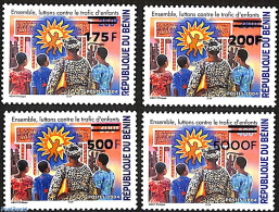Benin 2007 Together We Fight Against Child Trafficking, Set Of 4 Stamps, Overprint, Mint NH, History - Various - Human.. - Unused Stamps