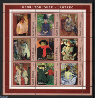 Guinea Bissau 2001 Toulouse-Lautrec 9v M/s, Mint NH, Art - Henri De Toulouse-Lautrec - Modern Art (1850-present) - Pai.. - Guinea-Bissau