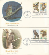 USA FDC Fairbanks 26-8-1978 OWLS Complete Set Of 4 On 2 Covers With Cachet - 1971-1980