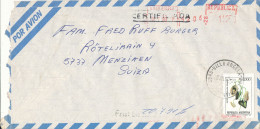 Argentina Registered Air Mail Cover With Meter Cancel And Stamp Sent To Switzerland Villa Angela 2-7-1990 Topic Stamp - Luftpost