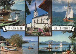 72596432 Chieming Chiemsee Ortskirche Segelsport Campingplatz Strandbad Arlachin - Andere & Zonder Classificatie