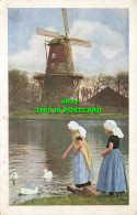 R586303 Two Women Feed Swans. Windmills. D. B. M. 4. 1924 - Monde