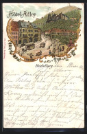 Lithographie Heidelberg, Totalansicht Mit Hotel Adler  - Heidelberg