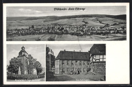 AK Bischhausen Bei Eschwege, Kirche Mit Kriegerdenkmal, Landjahrlager, Panorama  - Eschwege