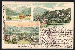 Lithographie Berchtesgaden, Ortsansicht, Ortsansicht Bad Reichenhall, Thumsee  - Berchtesgaden