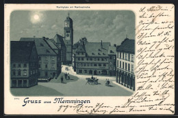 Lithographie Memmingen, Marktplatz Mit Martinskirche  - Memmingen