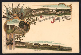 Lithographie Hammelburg, Truppen-Übungsplatz, Südliches Lager, Nördliches Lager, Centrale Und Offiziers Speise-Anst  - Hammelburg