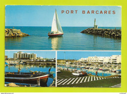 66 PORT BARCARES 3 Vues N°533 De 1985 Phare Port Voilier Voitures Peugeot 404 504 Renault R16 - Port Barcares