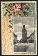 Passepartout-Lithographie Coethen I. A., Magdeburger Strasse Mit Turm  - Maagdenburg