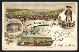 Lithographie Rohrbach Bei Heidelberg, Gasthaus Z. Hirsch, Han-David, Gesamtansicht  - Heidelberg